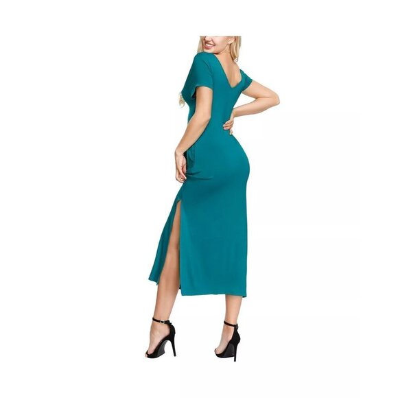 Ink + Ivy Womens Size Medium Jersey Knit Double V Neck Midi Dress Green $48 - Picture 2 of 8